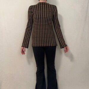 Ann Taylor Houndstooth Mock Neck Sweater